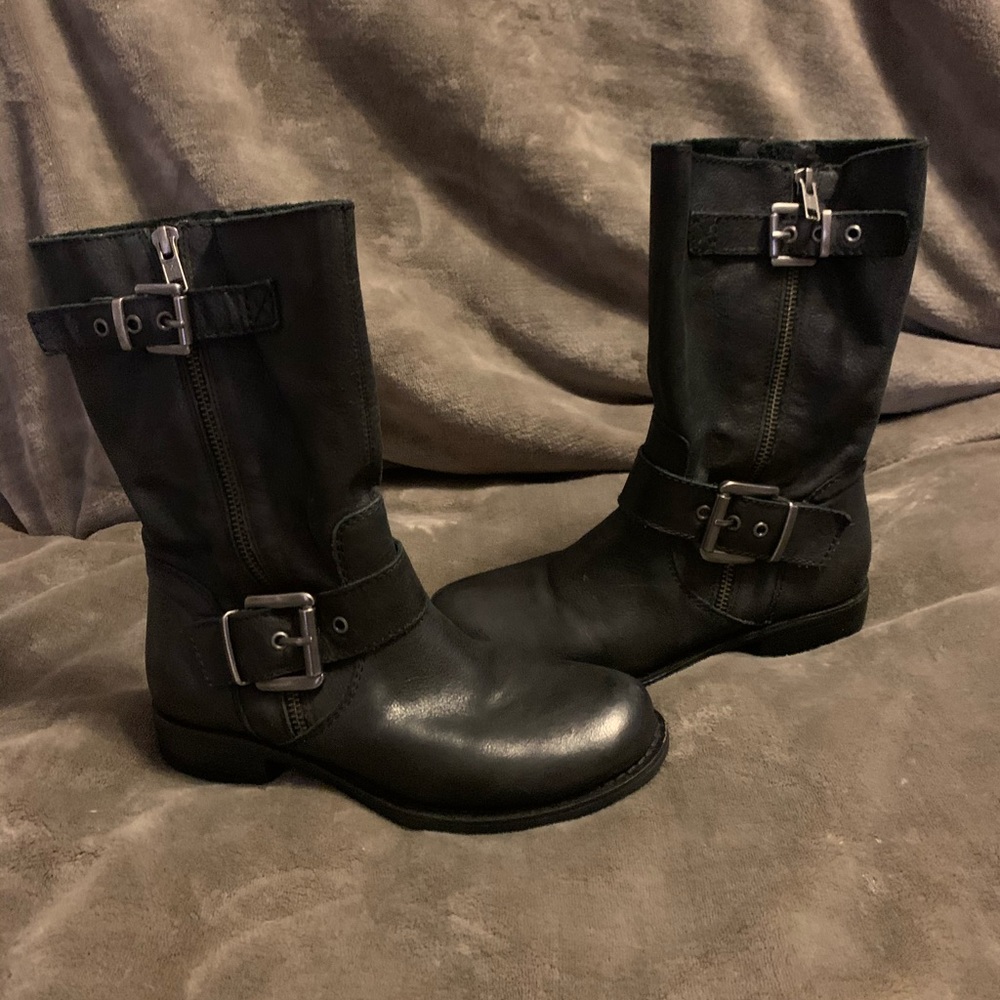Black leather boots